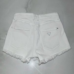 Guess by Marciano high rise denim shorts in white